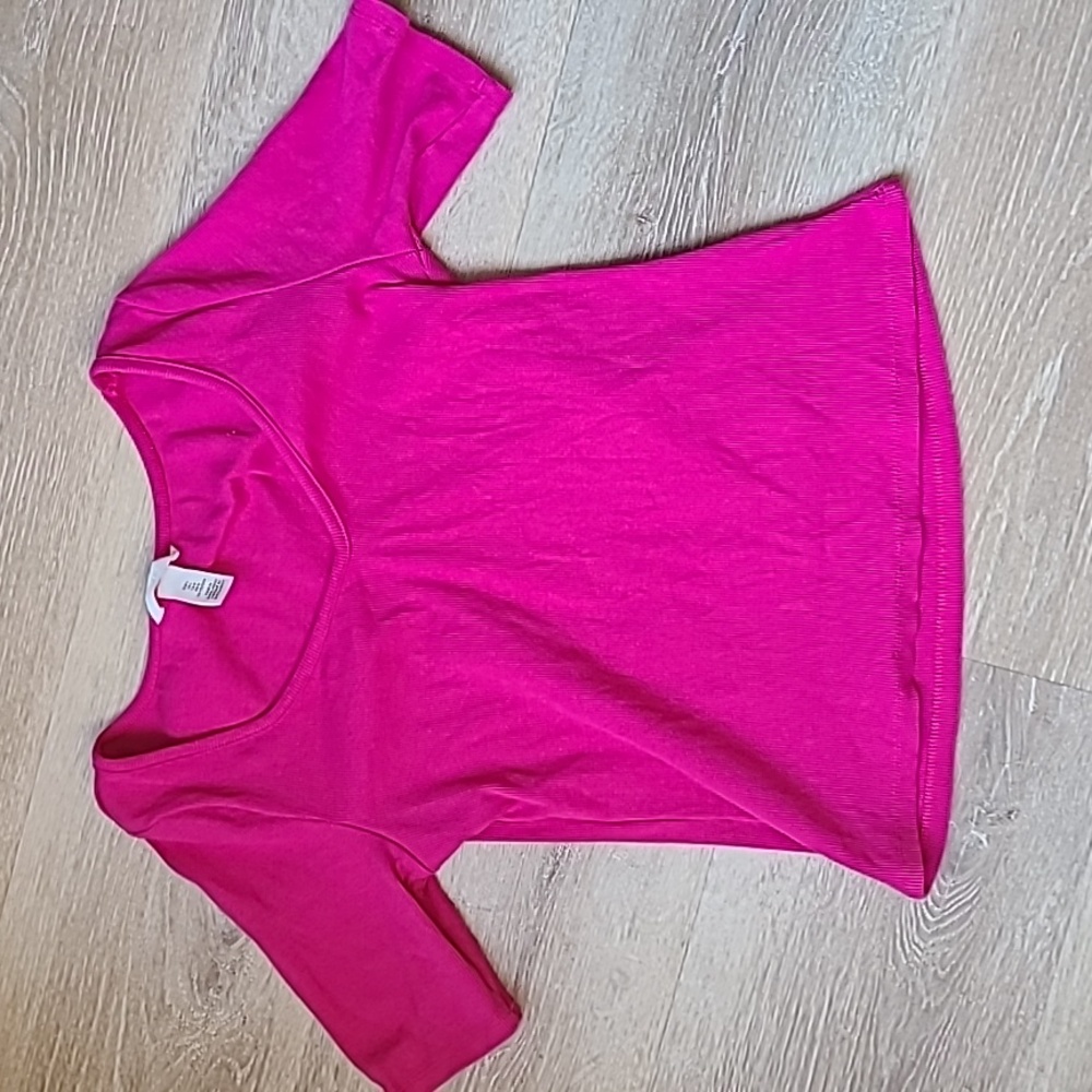 H&M womens hot pink 1/4th sleeve Size Large